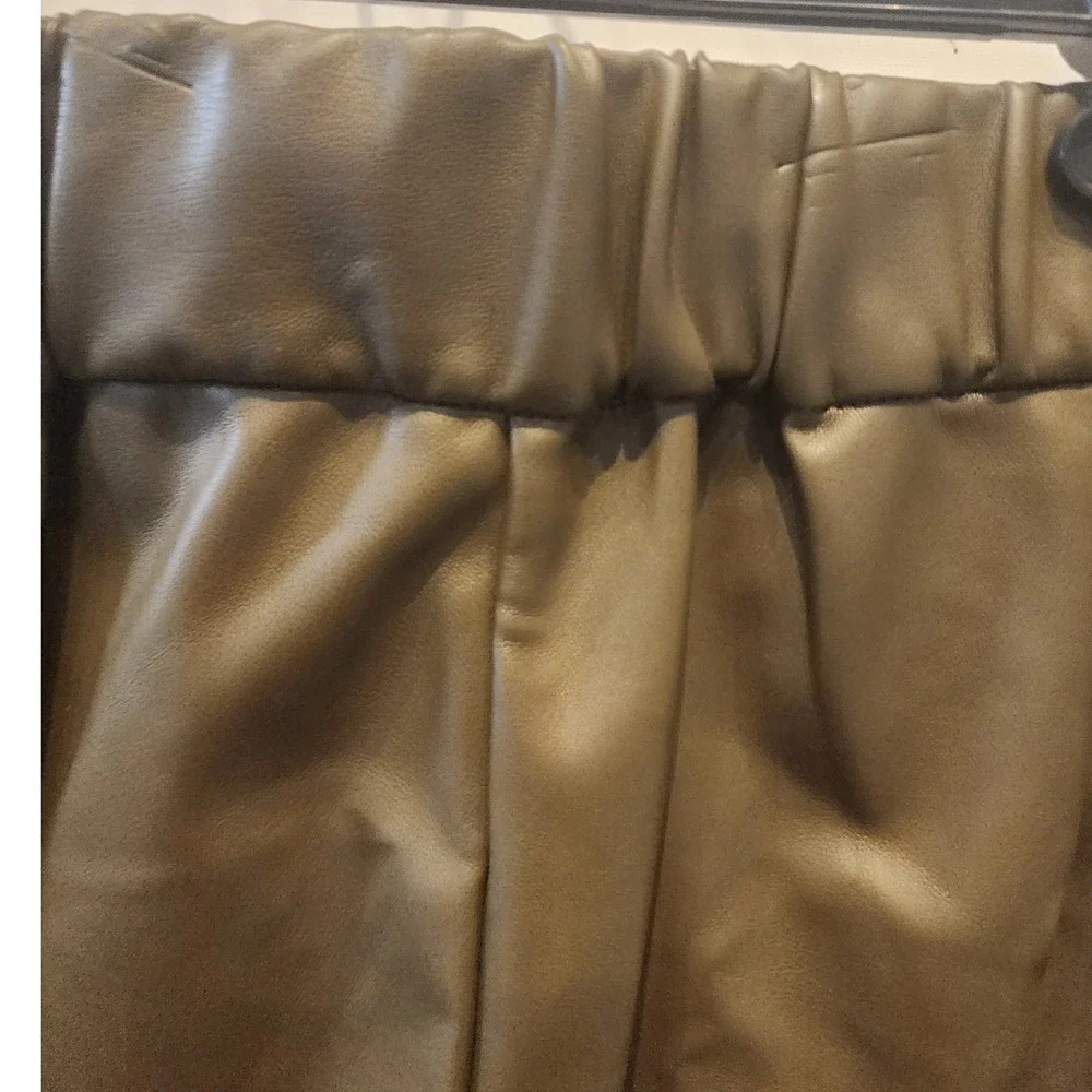 The Drop Olive Faux Leather Mini Skirt XXL Plus Size‎ Elastic Waist